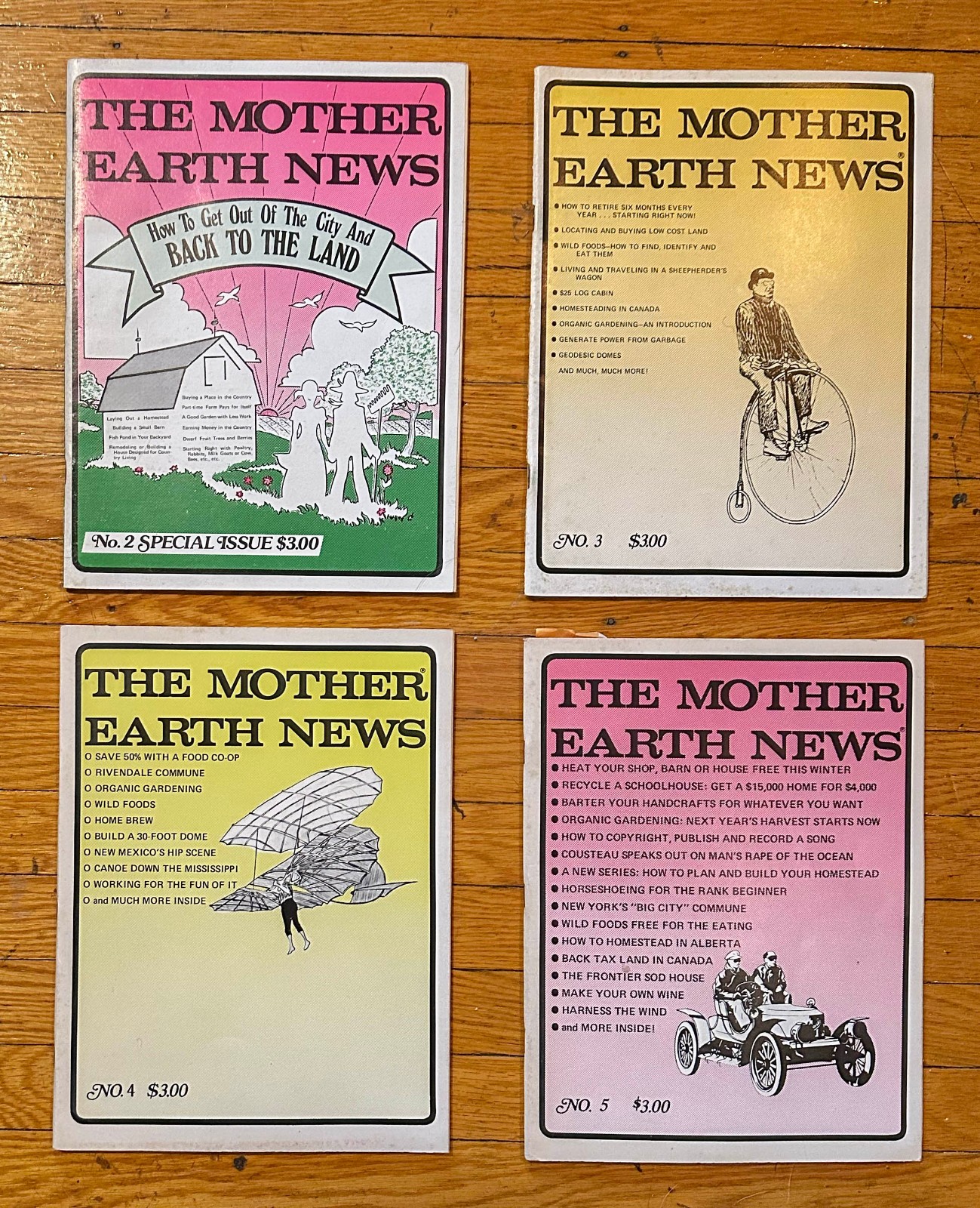 Vintage Mother Earth Magazine lot, Issues 2-5, Mar 1970 - Sep 1970