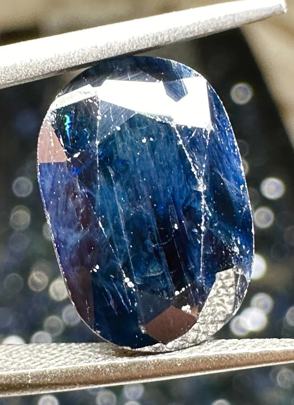 HUGE Antique Natural Earth  🌍 Dark Blue Sapphire 8.84ct Oval Cut Loose Gem 💎