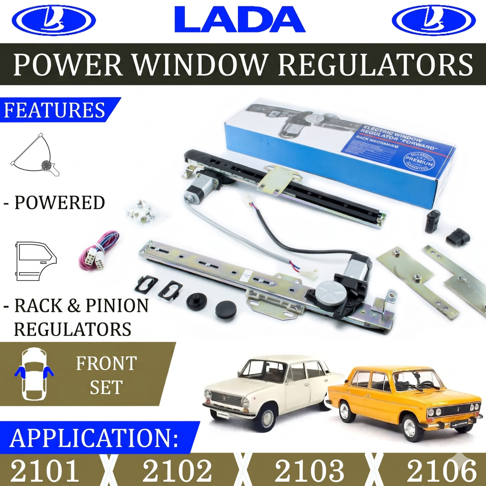Power windows installation kit Lada 2101 2103 2106 Ventanas eléctricas