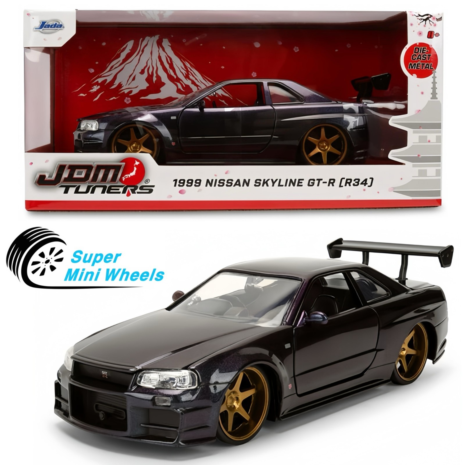 Jada 1:24 1999 Nissan Skyline GT-R (R34) – Dark Metallic Blue #38056