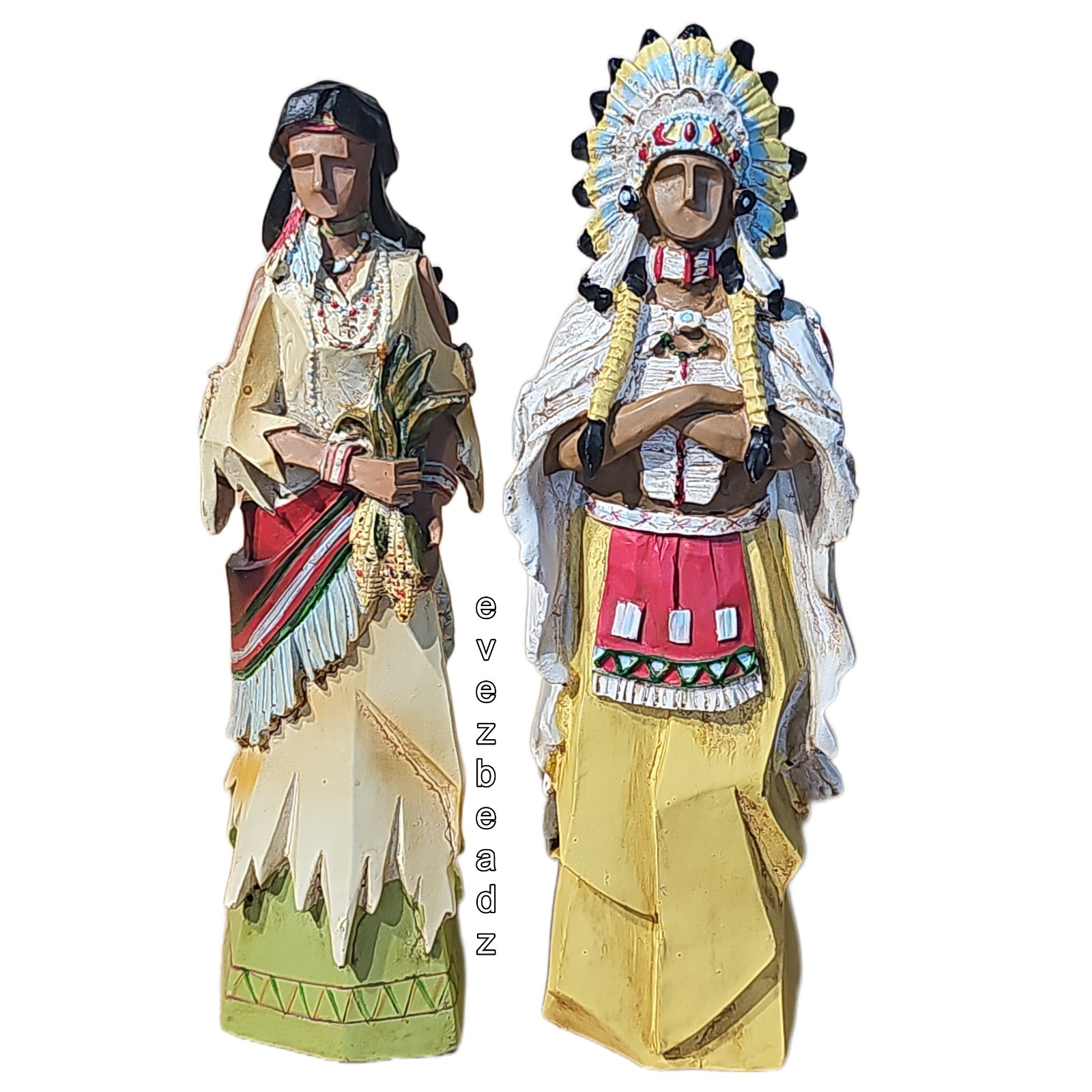 EvezBeadz Vintage Native American Figurine Set Man 9\