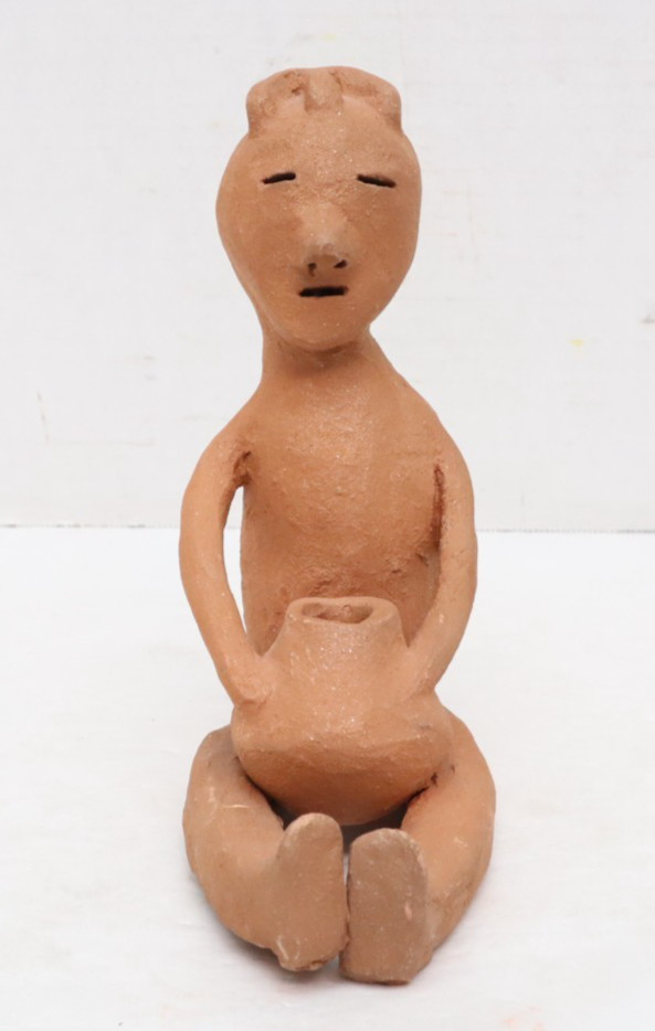 Vintage Native American Tesuque Pueblo Pottery  Rain God 7.75