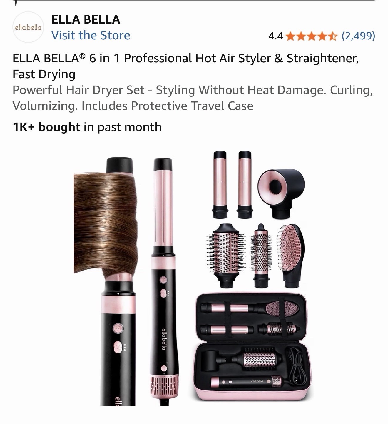 ELLA BELLA® 6 in 1 Professional Hot Air Styler & Straightener, Fast Drying