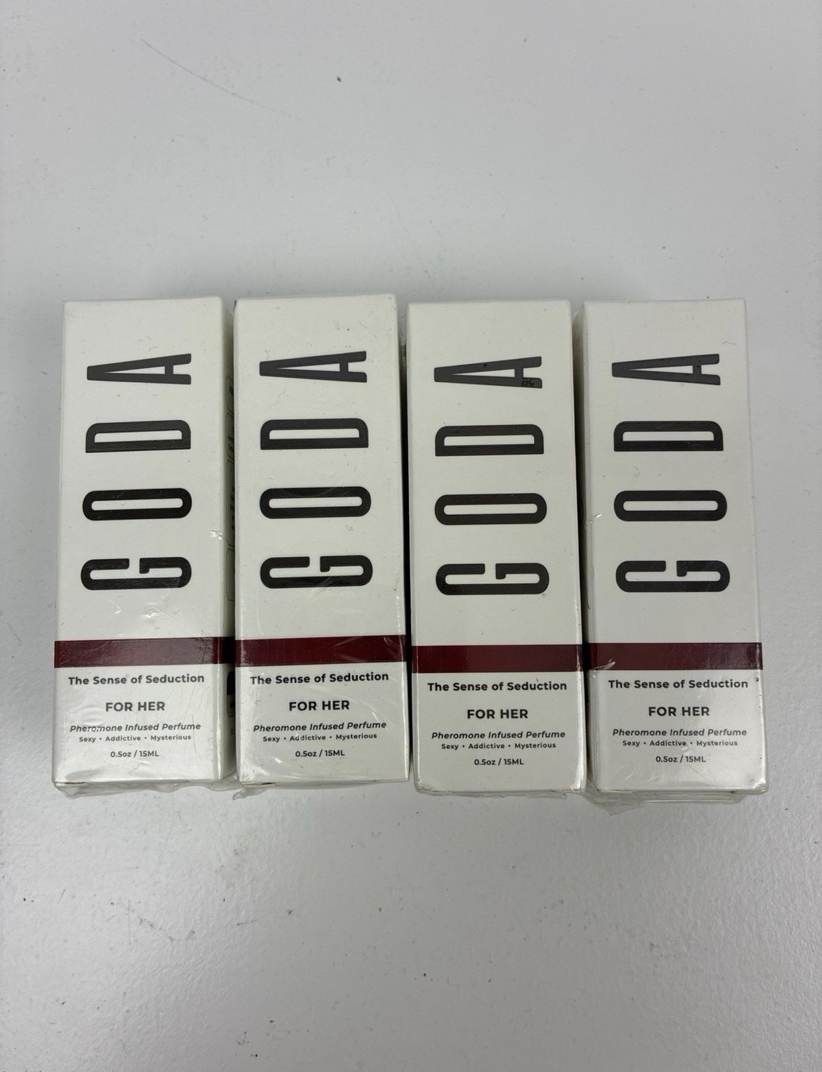 4 NEW GODA For Her Pheromone Infused Perfume 0.5 fl oz Jasmine Peony Rose Lot