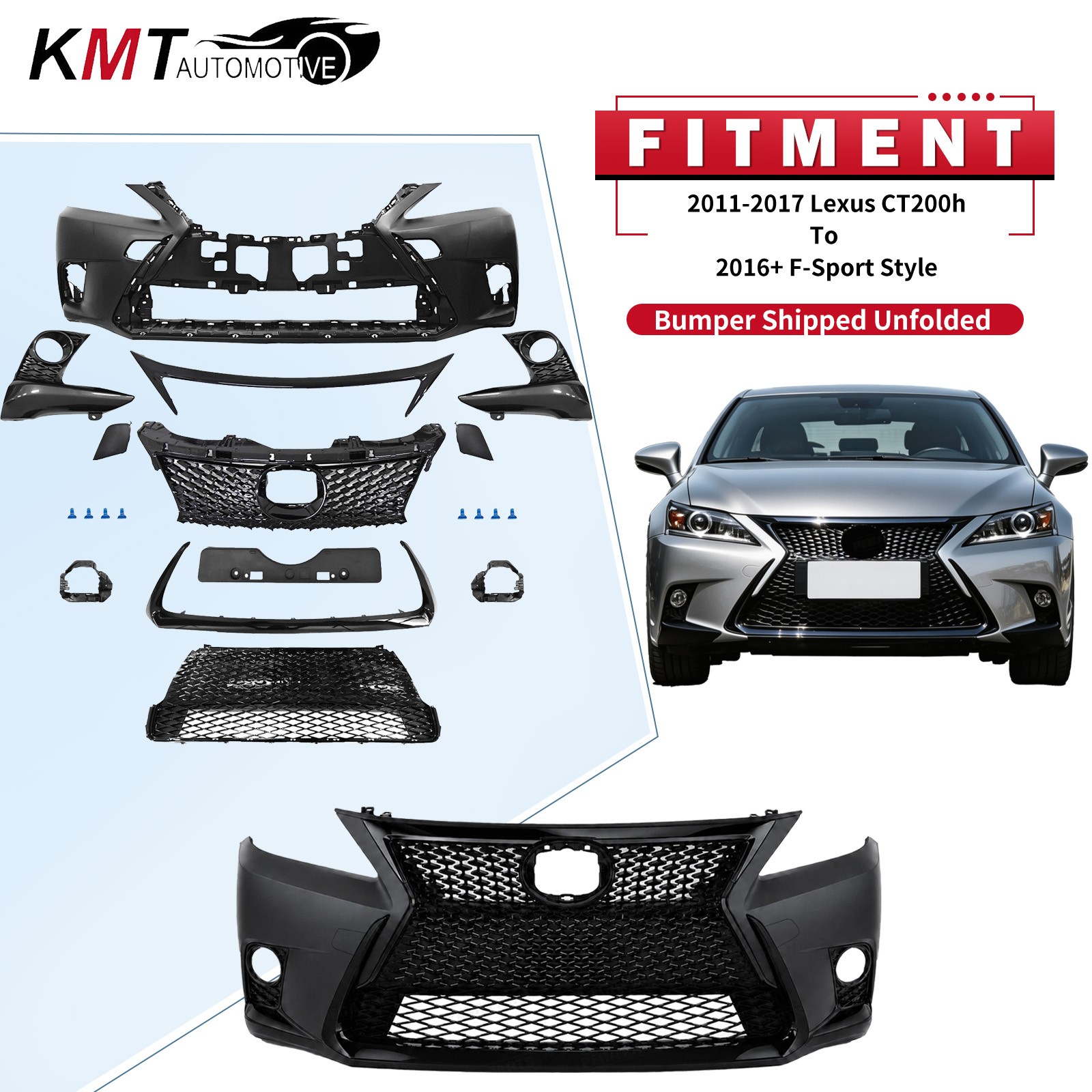For 2011-2017 Lexus CT200h To 2016+ F-Sport Style Front Bumper Cover Grille Set For 2011-2017 Lexus CT200h To 2016+ F-Sport Style Front Bumper Cover Grille Set