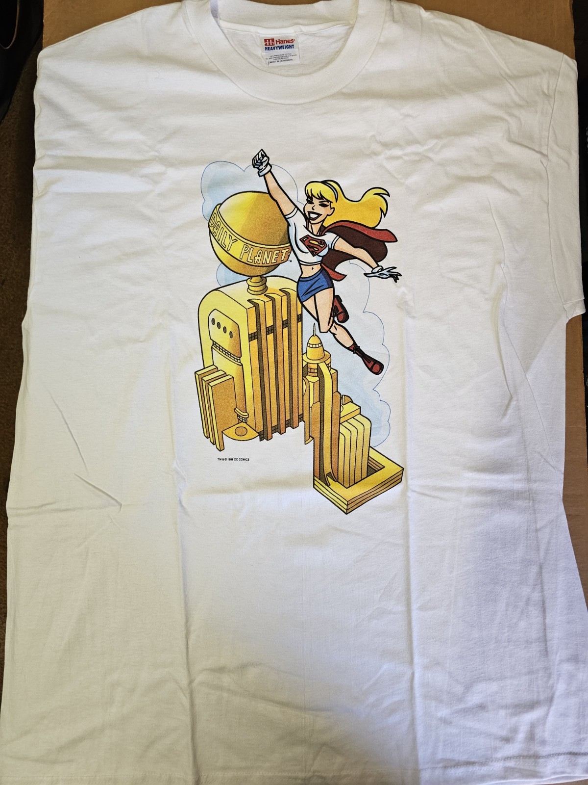 Vintage Supergirl T Shirt XL 1998 Hanes Heavyweight Superman Animated Series