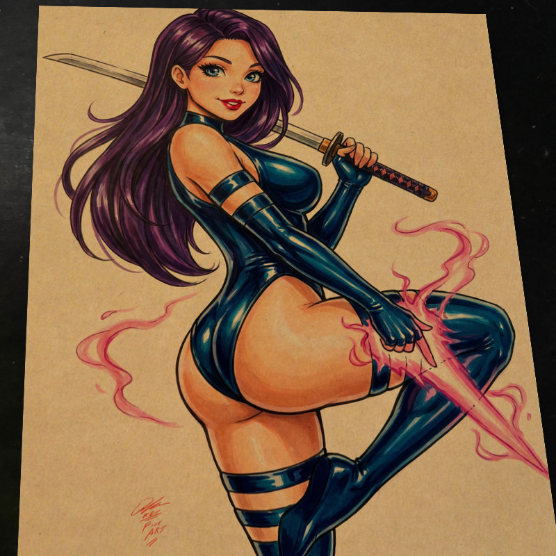 Psylocke X-Men Art Print Signed 8.5x11 | Art by Keyeske Psylocke X-Men Art Print Signed 8.5x11 | Art by Keyeske