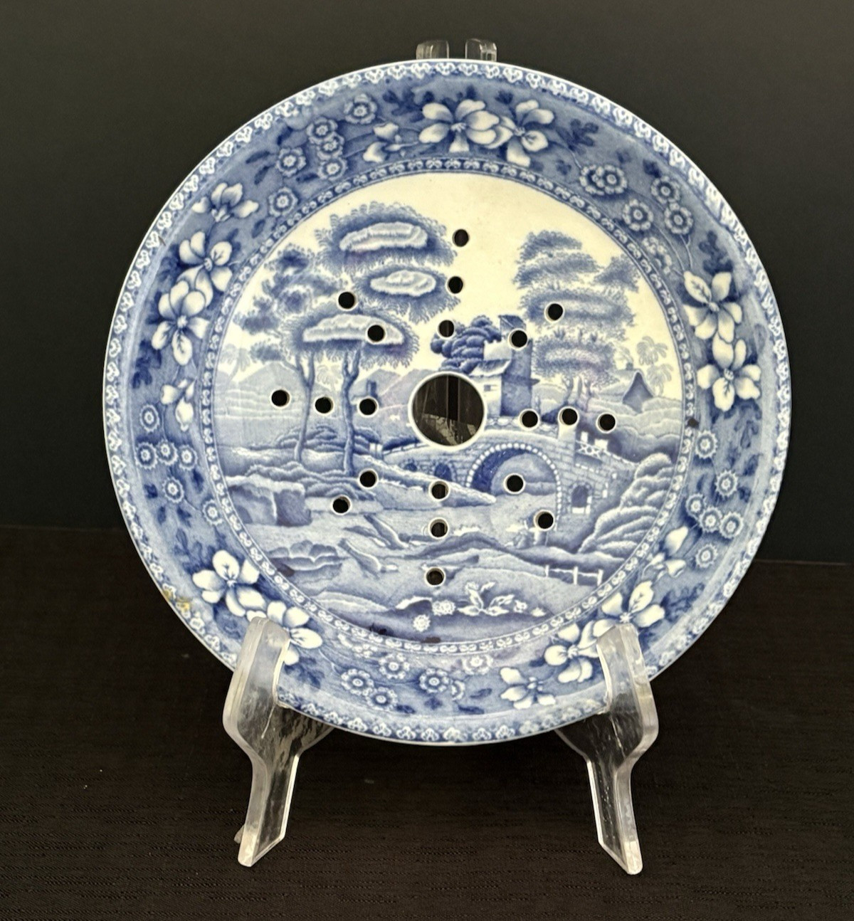 Antique Copeland Spode’s Tower Blue Soap Dish Insert-Replacement Drain Tray
