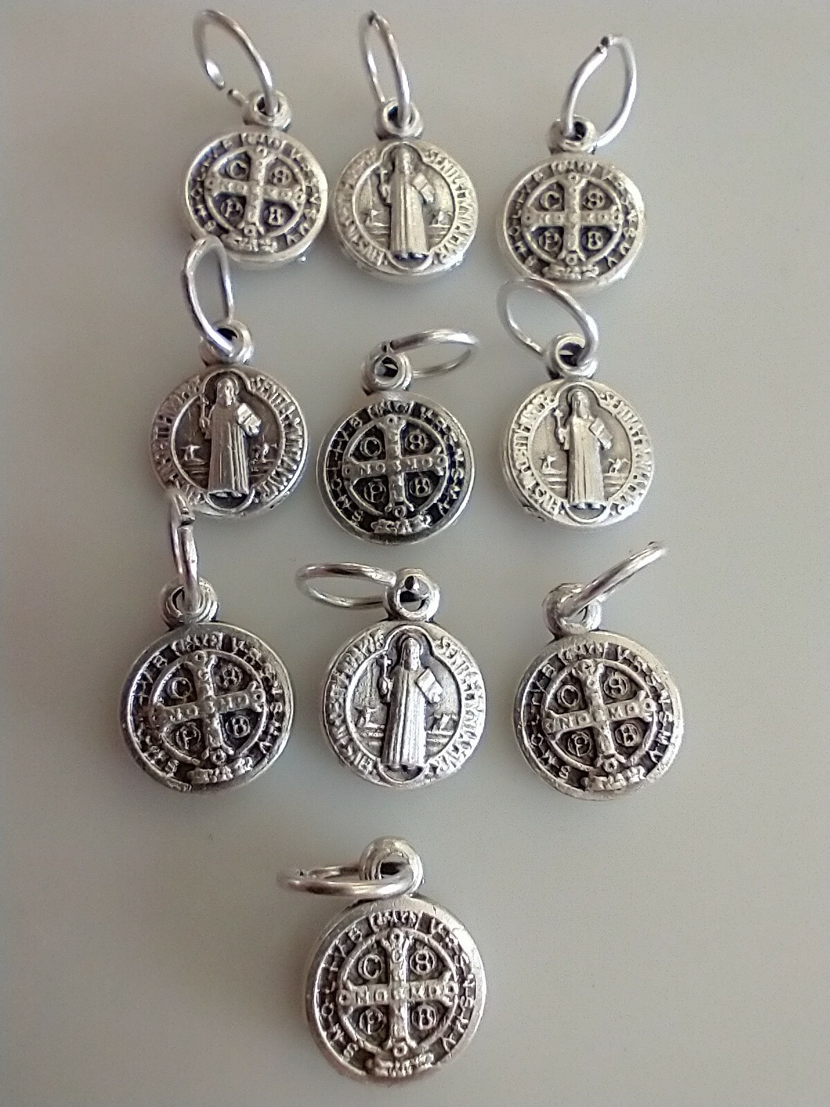 Catholic Lot of 10 x Tiny St Benedict Religious Medals Silvertone Color Catholic Lot of 10 x Tiny St Benedict Religious Medals Silvertone Color