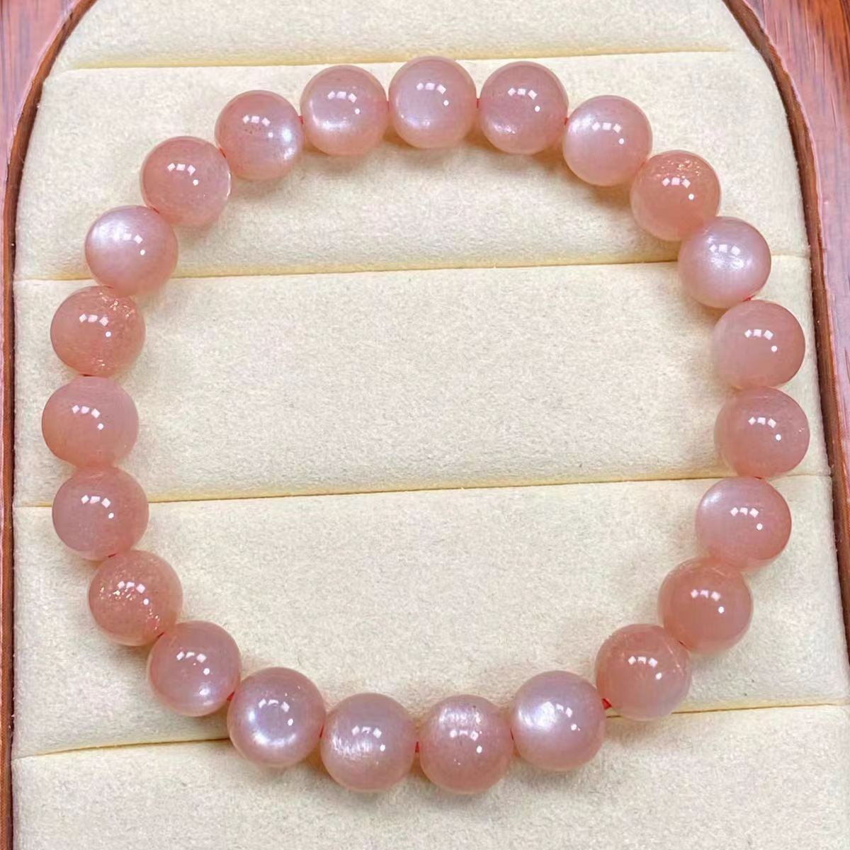 Genuine  orange   Moonstone Sunstone Crystal Beads Bracelet AAAA
