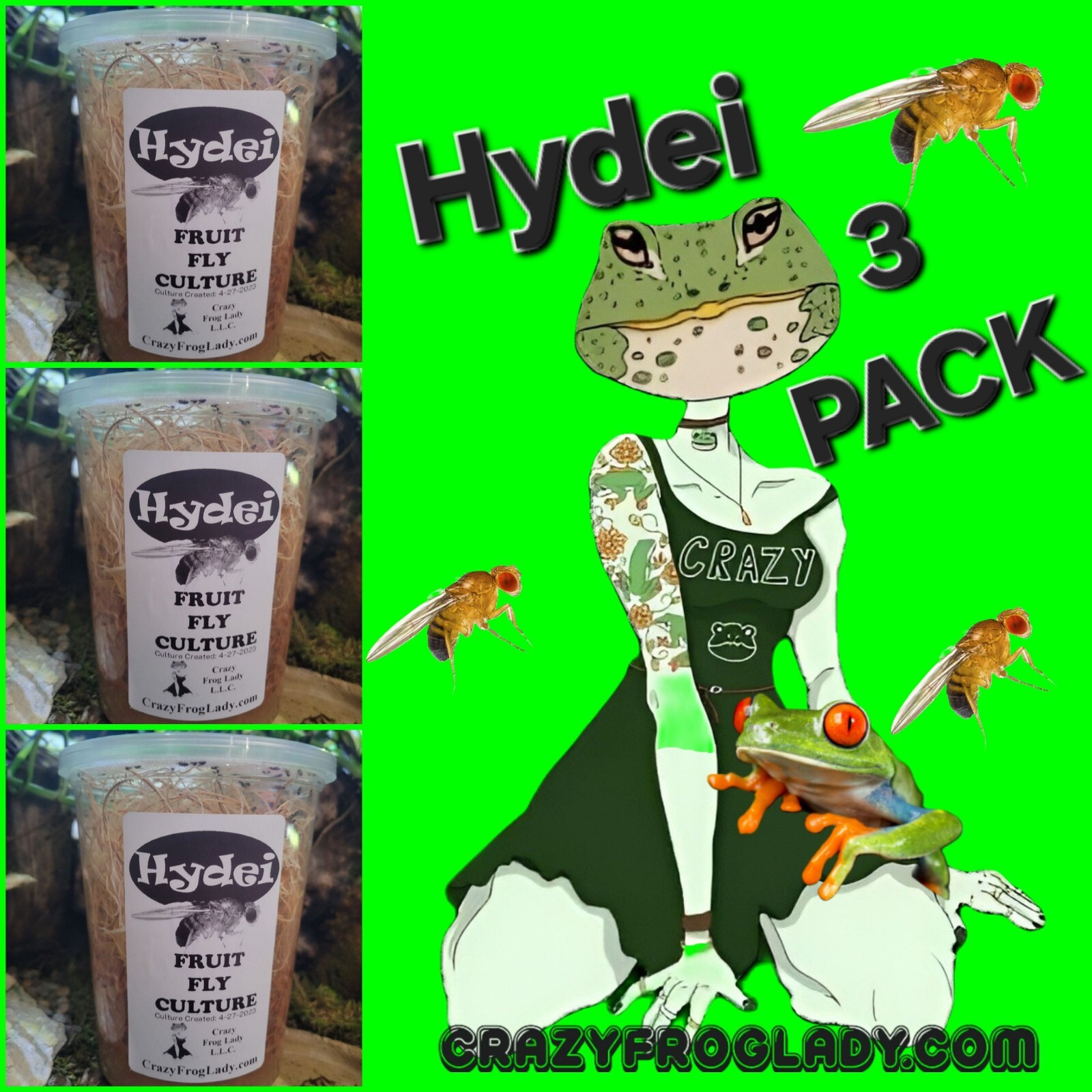 Fruit Fly Culture HYDEI 3 Pack Lizard And Dart Frog Food Live Fruit Fly Culture HYDEI 3 Pack Lizard And Dart Frog Food Live