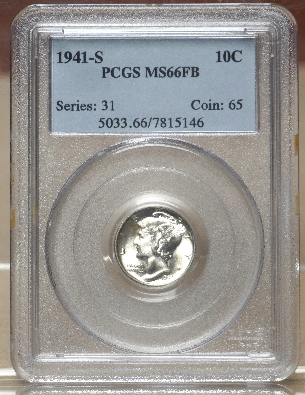 1941-S MERCURY DIME PCGS MS66FB FULL BANDS 815146