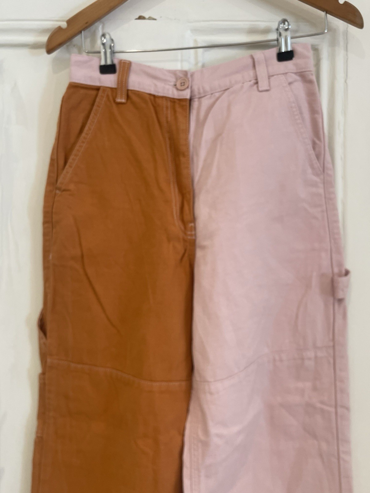 Topshop Pink Orange Jeans / Trousers - UK 10 - Colourblock / Half and Half Topshop Pink Orange Jeans / Trousers - UK 10 - Colourblock / Half and Half
