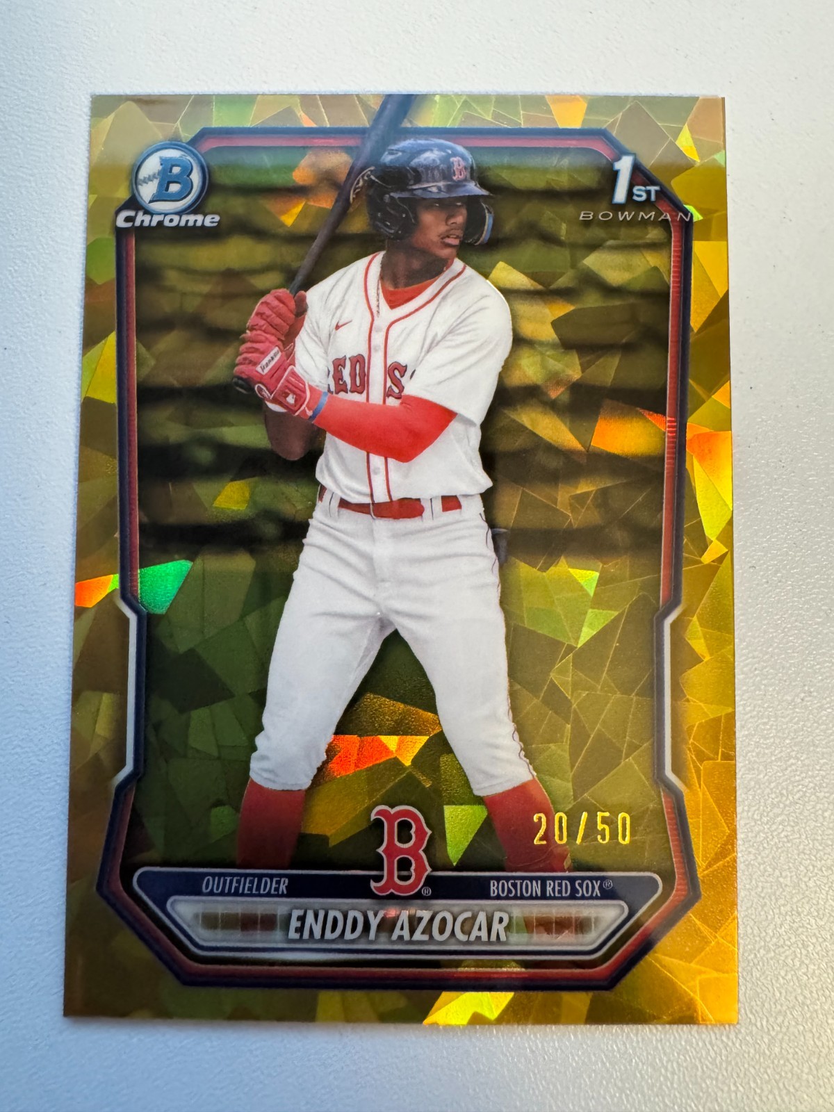 2026 Bowman Sapphire Enddy Azocar 1st Gold Sapphire 20/50 Red Sox