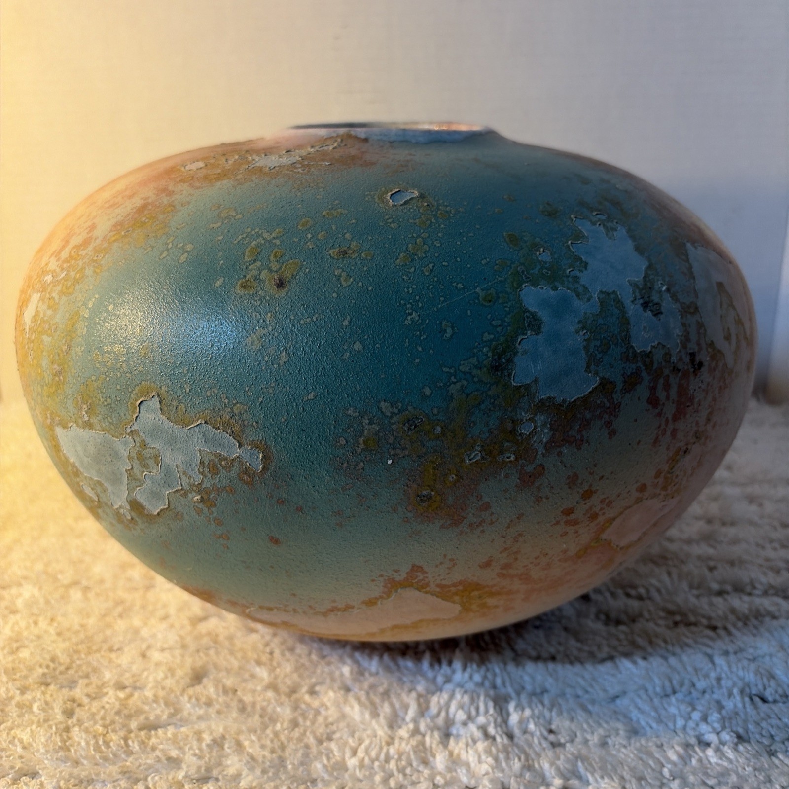 TONY EVANS RAKU Studio LARGE Pottery BOWL VASE 8.5X12” CENTERPIECE Stunning Art TONY EVANS RAKU Studio LARGE Pottery BOWL VASE 8.5X12” CENTERPIECE Stunning Art