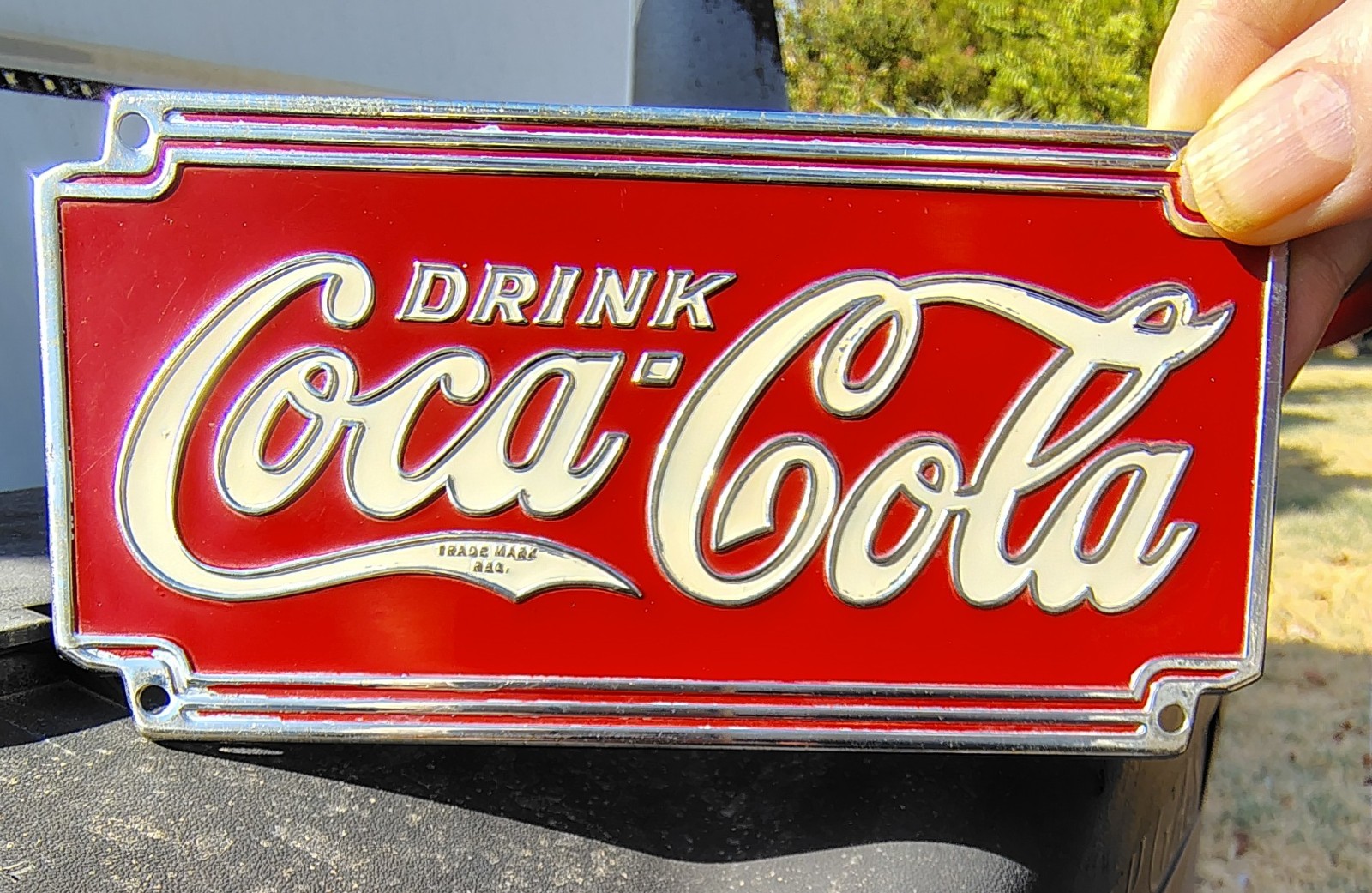 VTG 1920\'s -1940\'s Coca-Cola Metal Chrome Plated Sign 3.25 x 6.5 -Flanged Sides VTG 1920\'s -1940\'s Coca-Cola Metal Chrome Plated Sign 3.25 x 6.5 -Flanged Sides