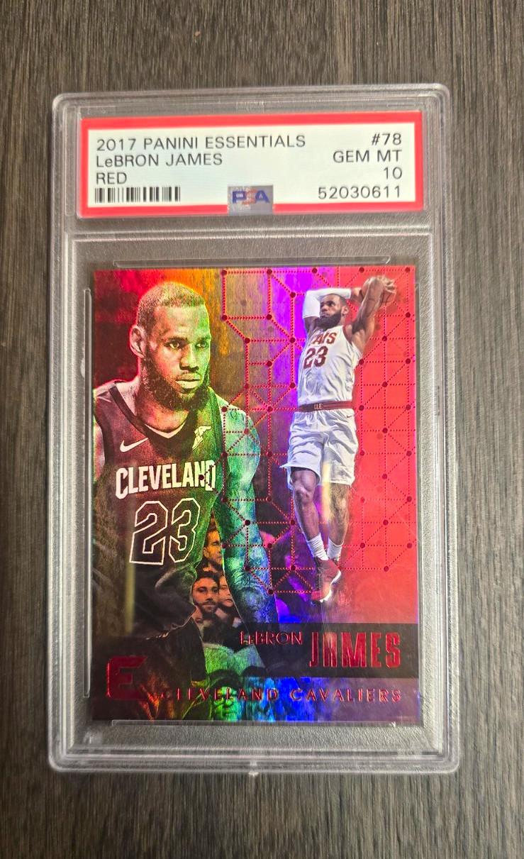 Panini 2017-18 Essentials LeBron James Red #78 PSA 10 Cavaliers NBA Card