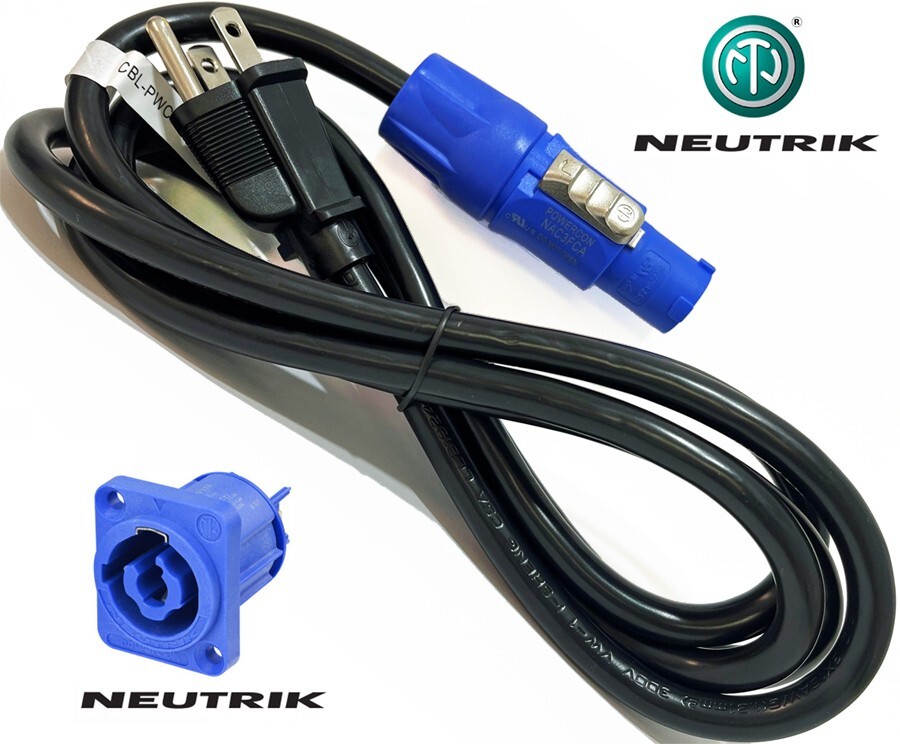 1-30ft POWER CORD, 16AWG UL wire, NEMA 5-15P to Genuine NEUTRIK PowerCON NAC3FCA