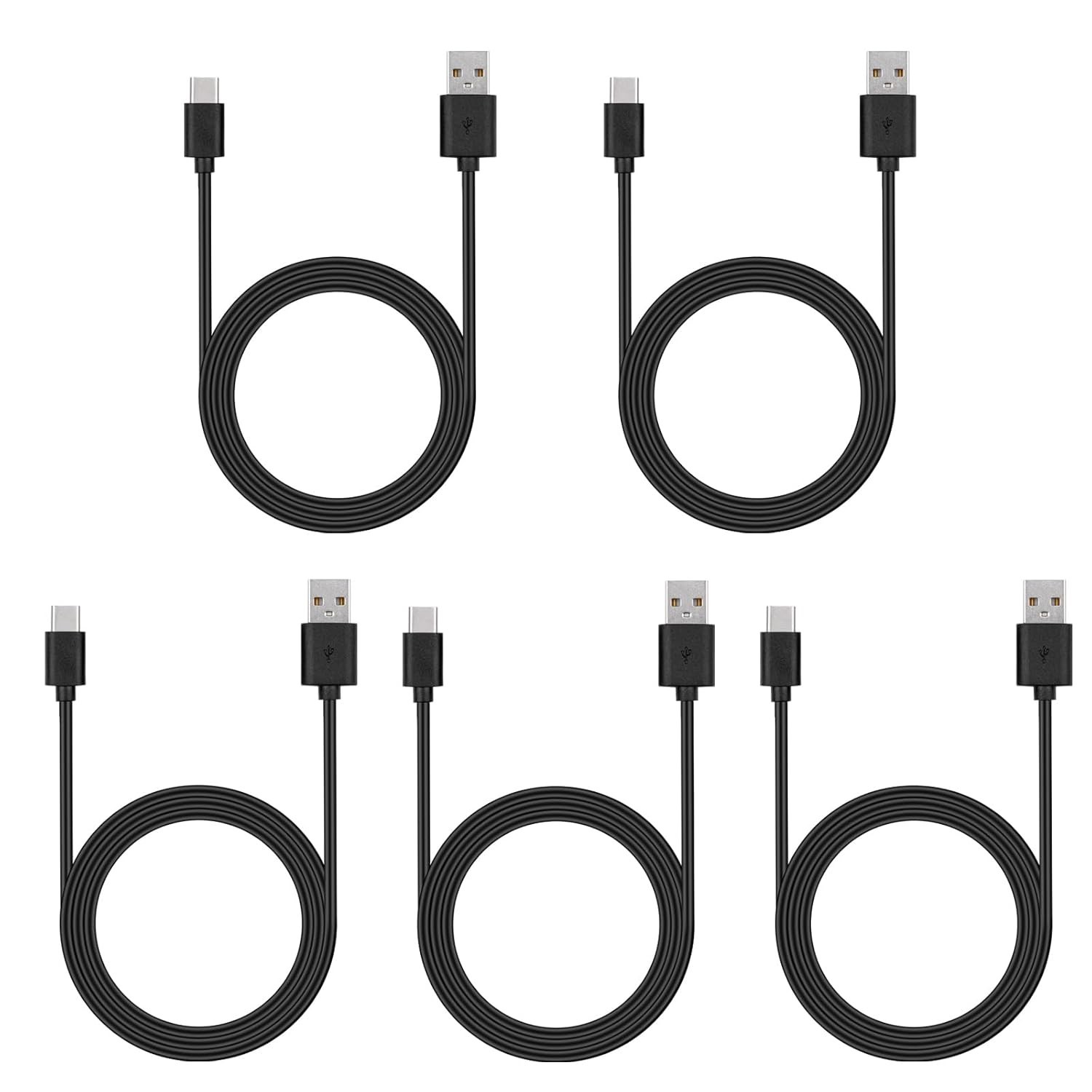 USB to TYPE C Cable 3.6 FT 5-Pack, Type C Phone Charger Cord Bulk, Black USB to TYPE C Cable 3.6 FT 5-Pack, Type C Phone Charger Cord Bulk, Black