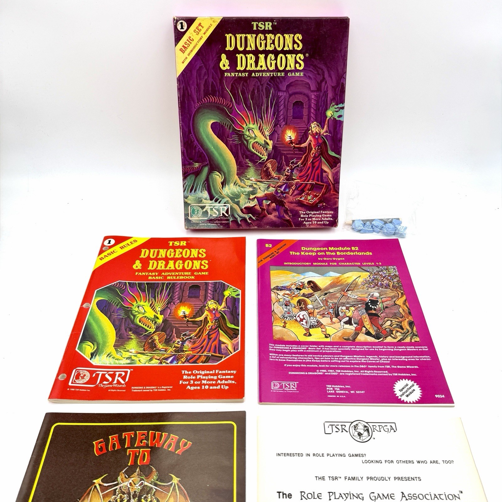 1981 TSR Dungeons & Dragons Basic Set (Purple Box) Complete - Sealed Crayon/Dice