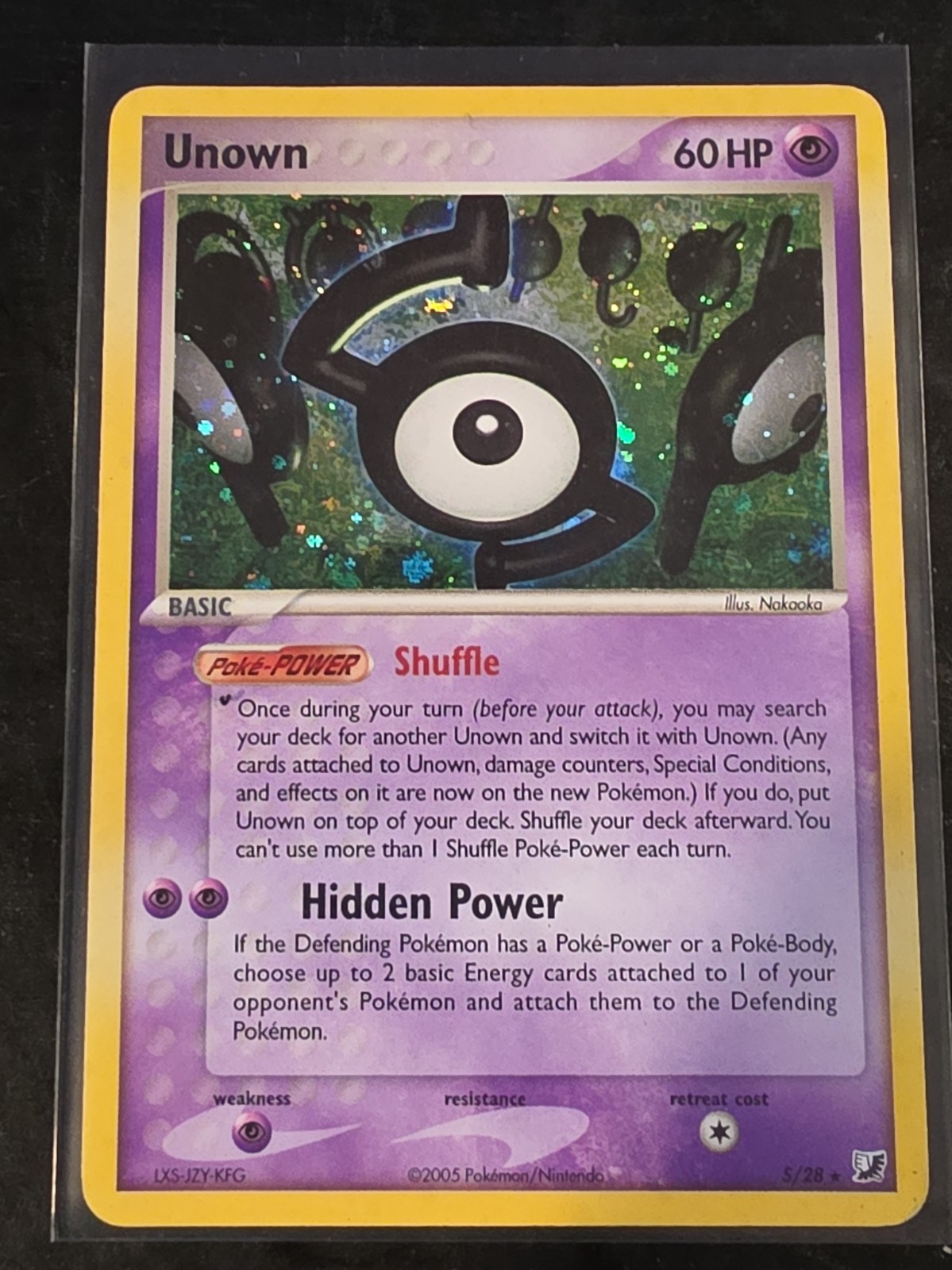 Unown S 5/28 Holo 2005 Vintage Pokemon TCG Unseen Forces Unown S 5/28 Holo 2005 Vintage Pokemon TCG Unseen Forces
