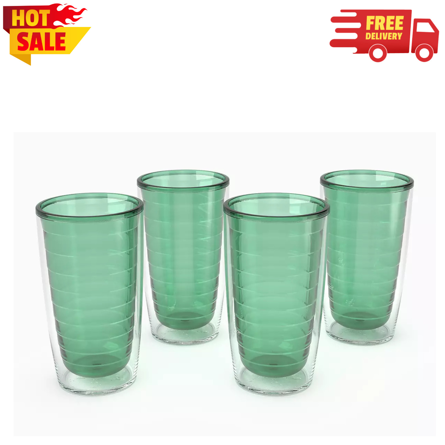 Tervis Clear and Colorful Tabletop Collection 16 oz Tumbler, Set of 4, USA Stock