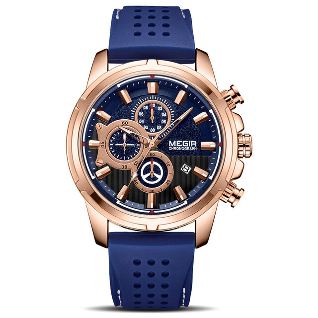 MEGIR Quartz Watches Men Silicone Strap Chronograph Wristwatch Man Relogios Masc