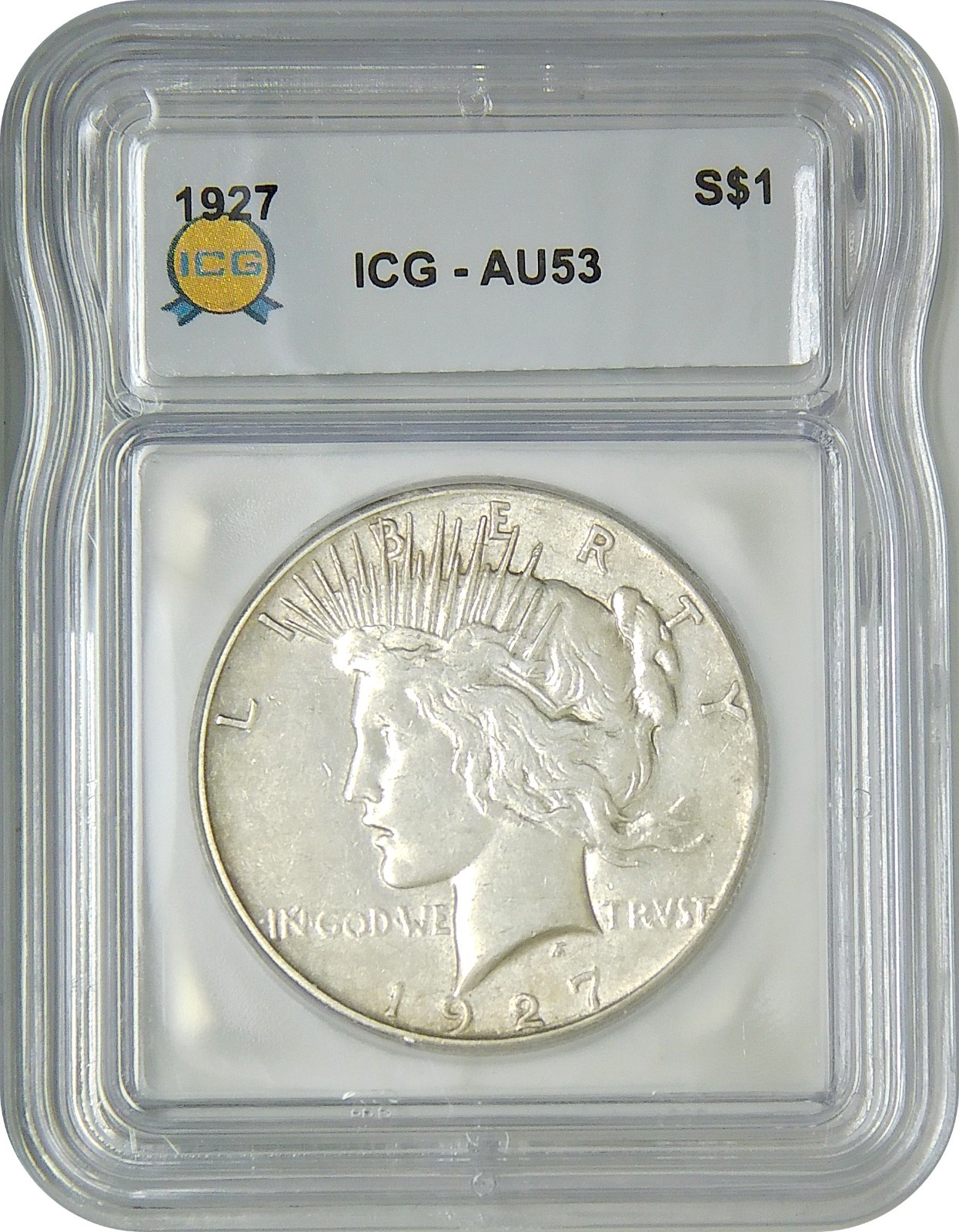 1927 P Peace Silver Dollar $1 ICG AU53 About Uncirculated