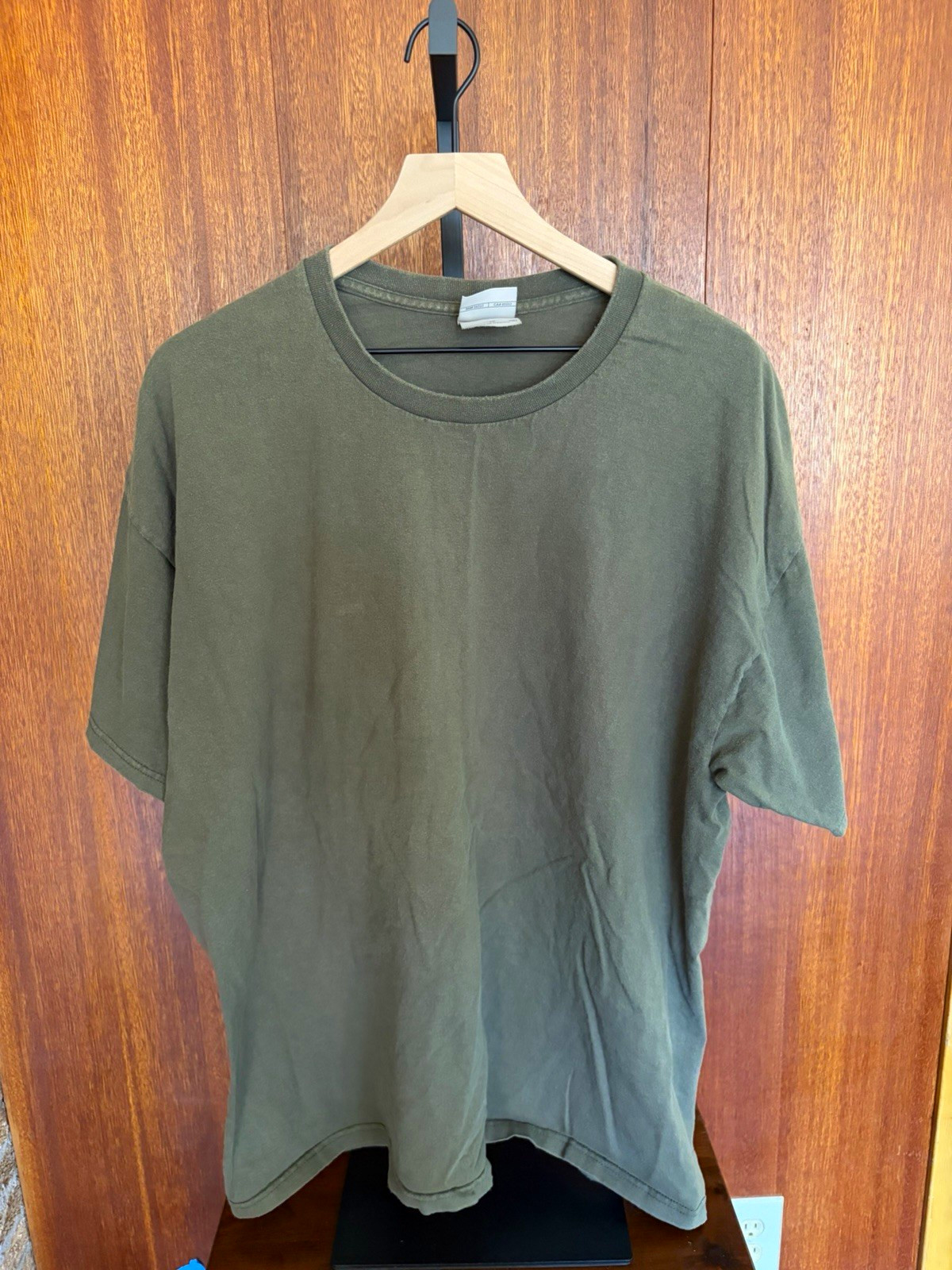 Vintage Nike Men\'s Green Solid Logo Cotton Crew Neck Short Sleeve T-Shirt XL