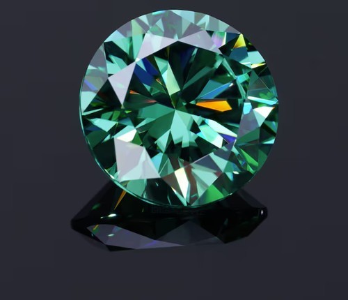 Lab Grown Certified 3 CT Green Color VVS1 Round Cut Diamond Brilliant Sparkle