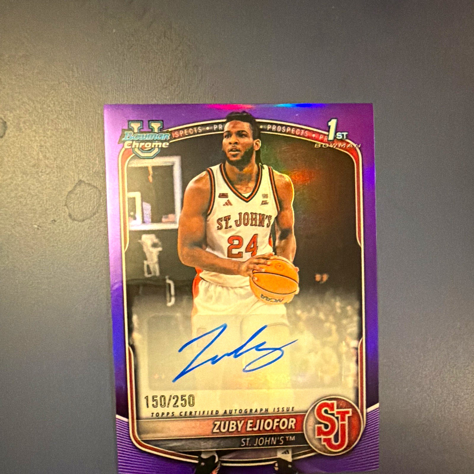 Topps 2025-26 Bowman Chrome Zuby Ejiofor RC Auto Purple Refractor /250 Topps 2025-26 Bowman Chrome Zuby Ejiofor RC Auto Purple Refractor /250