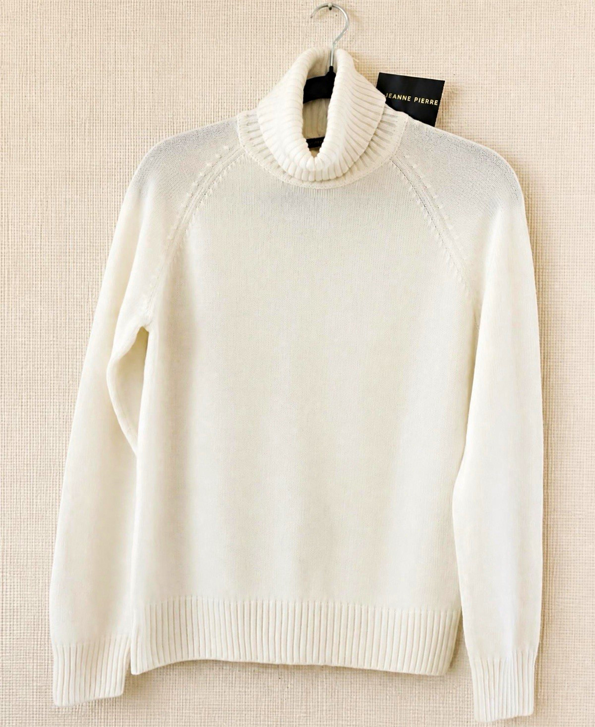 Jeanne Pierre Women\'s Knit Turtleneck Pullover Sweater w/ Ribbed Trim, White, M Jeanne Pierre Women\'s Knit Turtleneck Pullover Sweater w/ Ribbed Trim, White, M