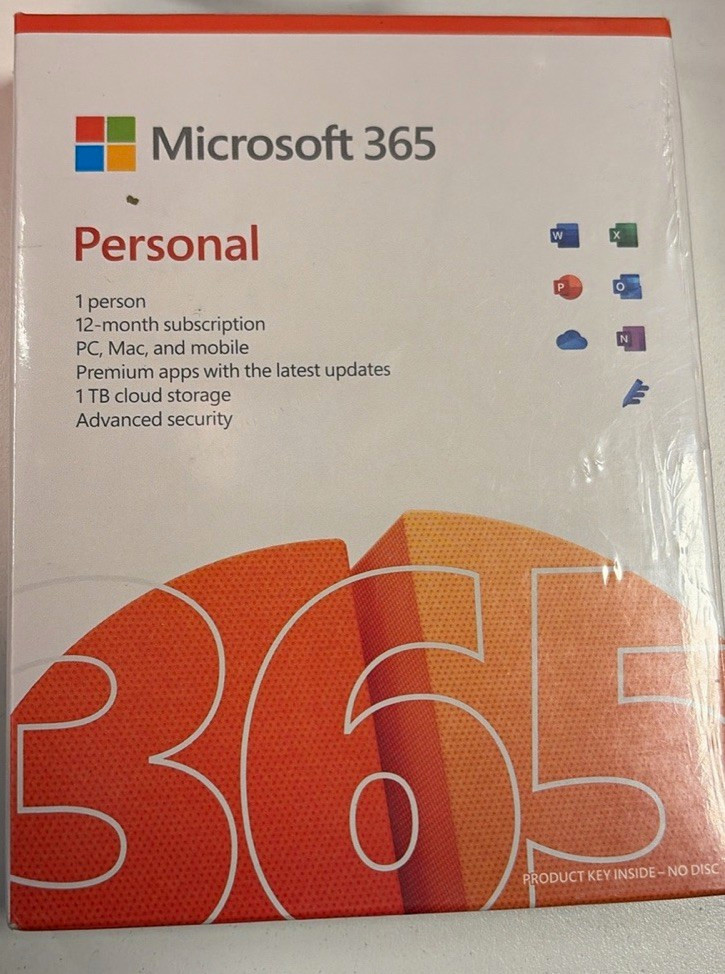 Microsoft 365 Personal 12-Month 1 Device Windows/Mac/Android Product Key Card
