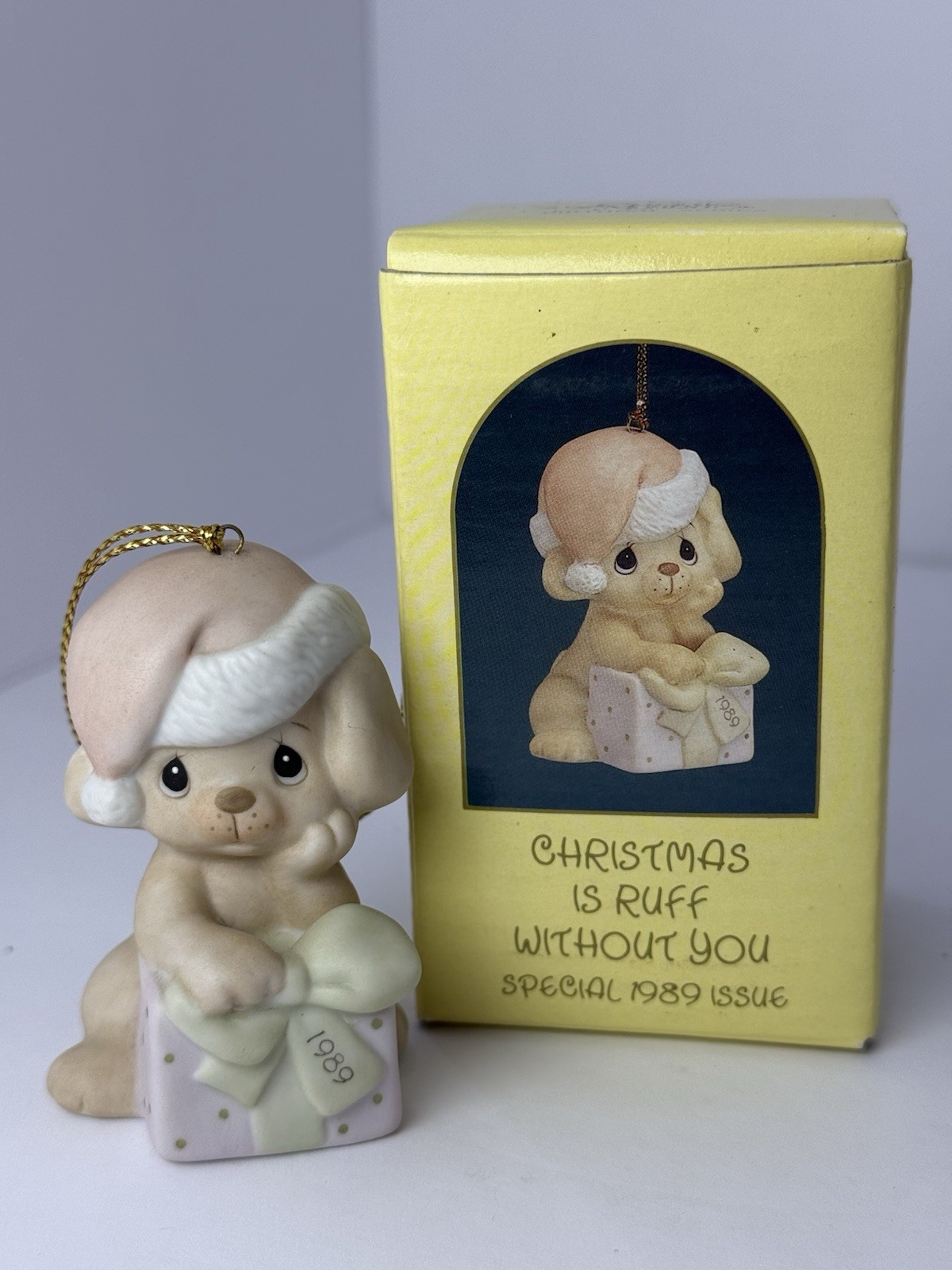 Precious Moments 1989 Christmas Is Ruff Without You Puppy Ornament Enesco