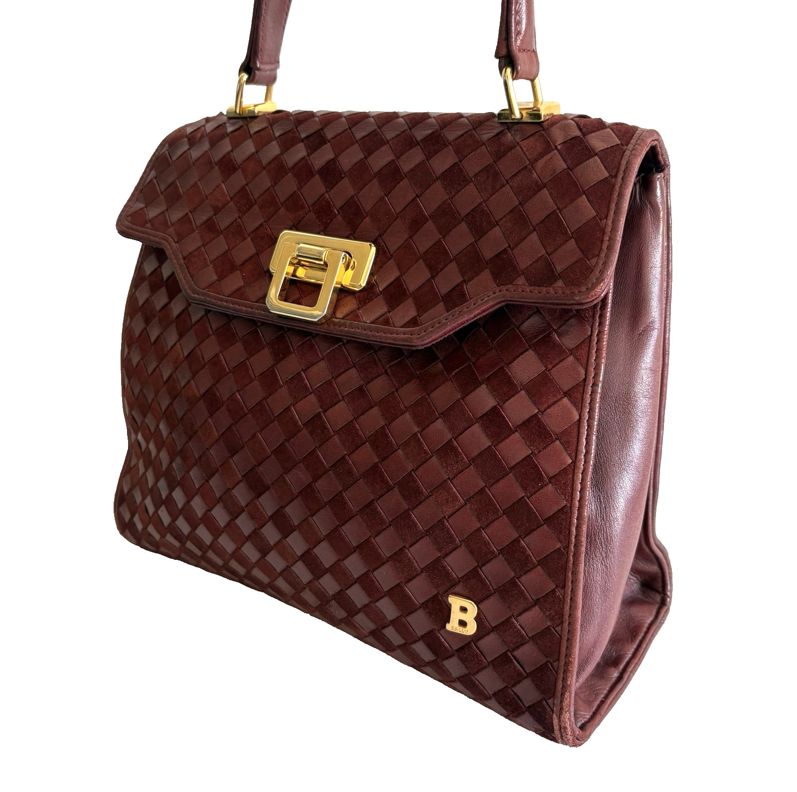 Authentic Bally Handbag Brown Leather From Japan 0871