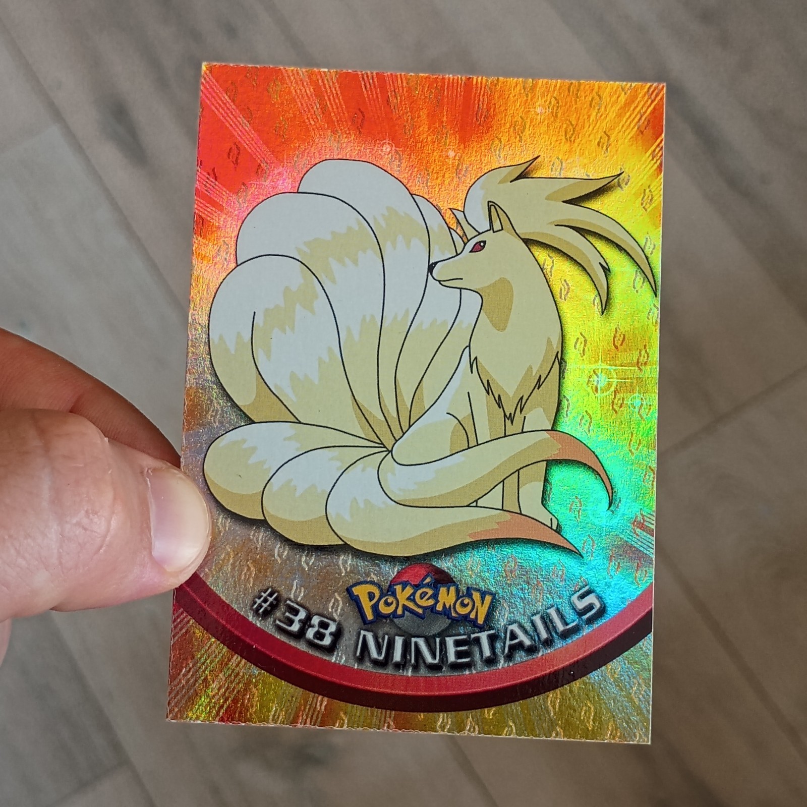 Rainbow Foil Flame Texture Ninetales Ninetails #38 Topps Series 1 Pokémon Card Rainbow Foil Flame Texture Ninetales Ninetails #38 Topps Series 1 Pokémon Card