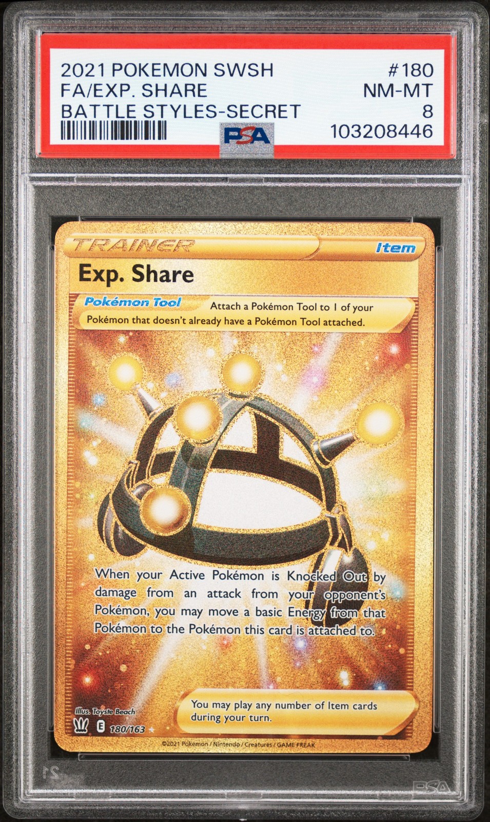 Exp. Share 180/163 Secret Battle Styles Pokemon PSA 8