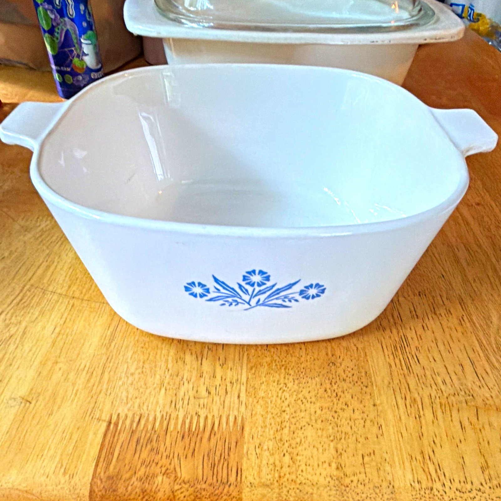 RARE CorningWare Blue Cornflower 2.5 Qt Square Casserole Dish P-1 1/2-B Handles RARE CorningWare Blue Cornflower 2.5 Qt Square Casserole Dish P-1 1/2-B Handles