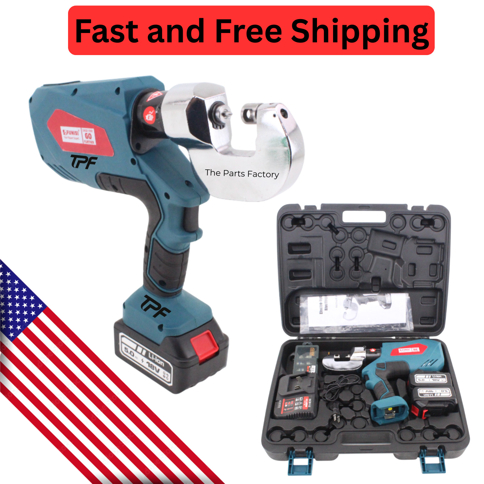 Self Piercing Rivet Gun Aluminum Body Car Repair Hydraulic Battery Operated SPR