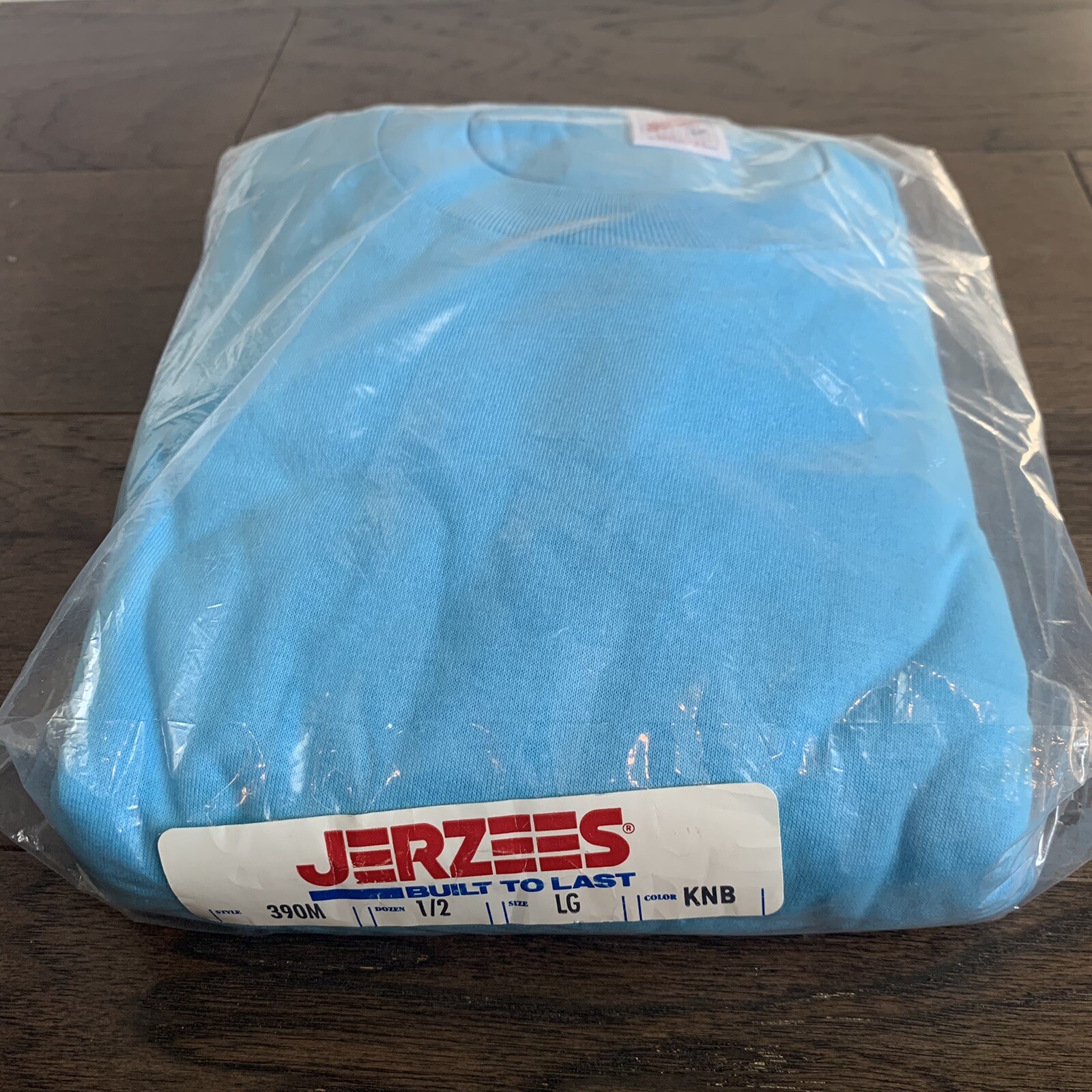 NEW VTG Jerzees Aqua Blue Tshirts 390M Pack of 6 Large Color KNB NOS Deadstock
