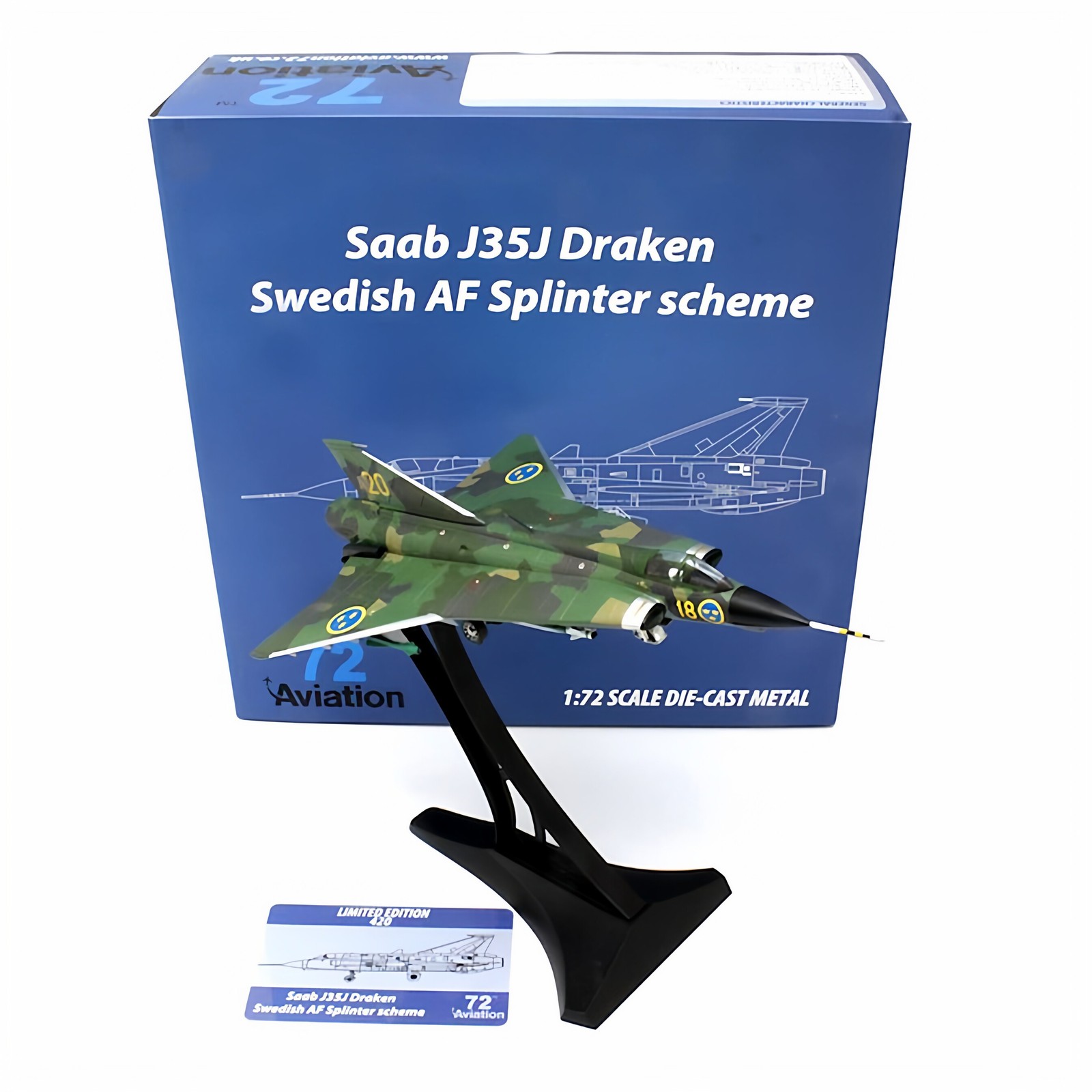 Aviation72 AV7241008 1/72 Saab J35 Draken Swedish Air Force Diecast FighterModel