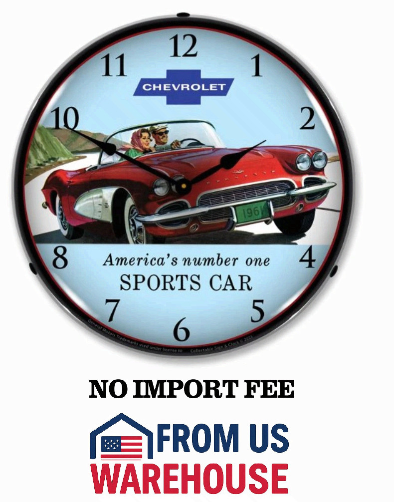1961 Corvette, Lighted Backlit LED Wall Clock 1961 Corvette, Lighted Backlit LED Wall Clock