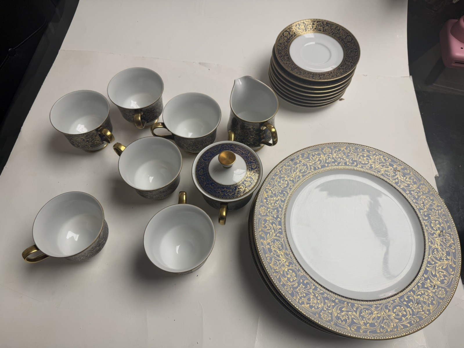 Vintage Sango Aristocrat 3690 Japan 22 Pc Dinnerware Set Cobalt Blue Gold Vintage Sango Aristocrat 3690 Japan 22 Pc Dinnerware Set Cobalt Blue Gold