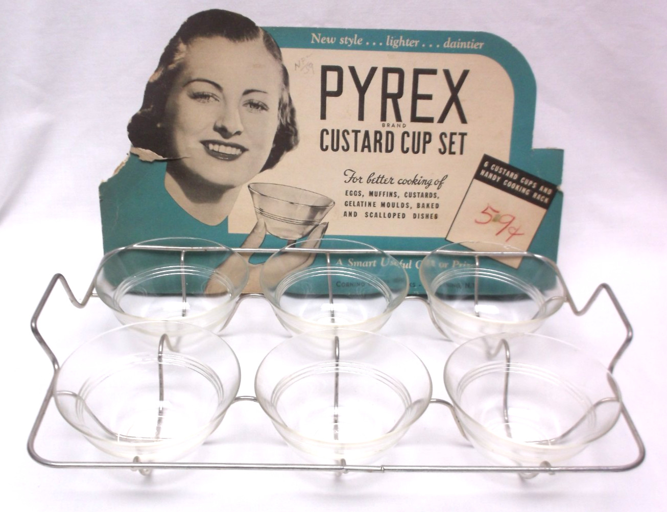 Vintage Pyrex Custard Cup Set with Rack Vintage Pyrex Custard Cup Set with Rack