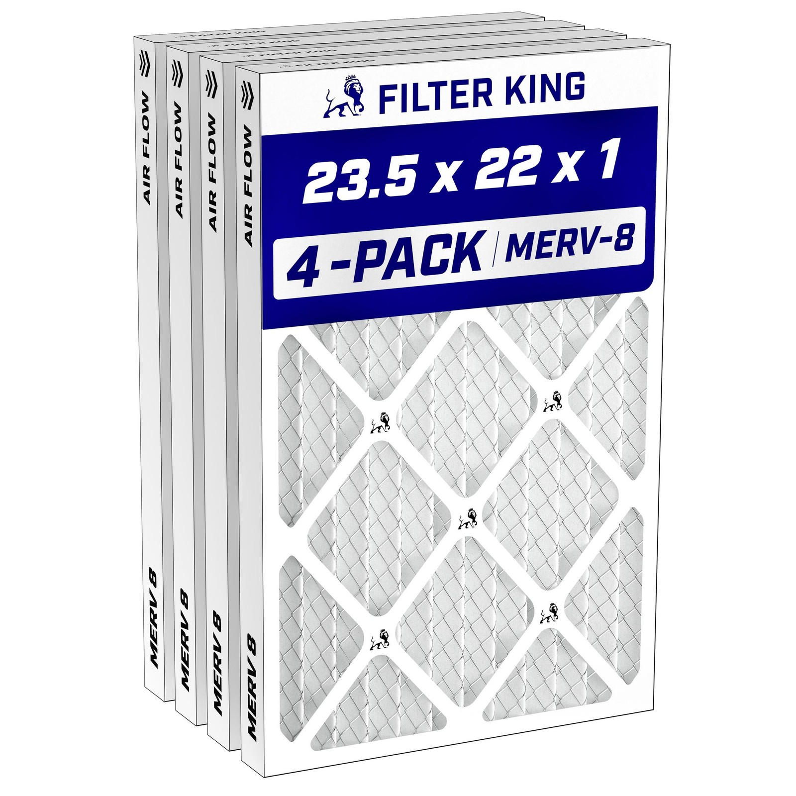 Filter King 23.5x22x1 Air Filter MERV 8, AC Furnace Filters (4-Pack)