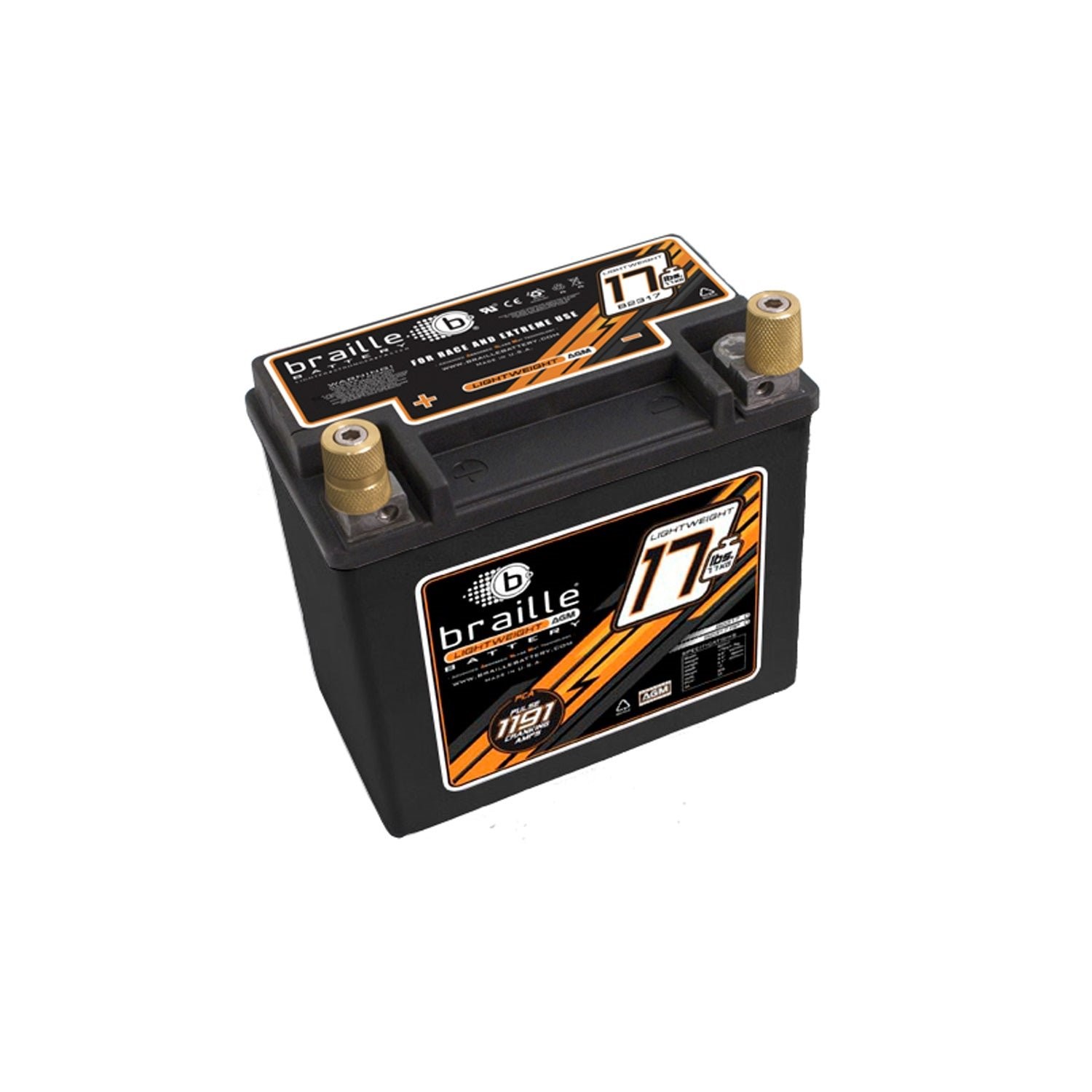 Braille Battery B2317 Braille Advanced AGM Lightweight Racing Battery (17 lbs.)