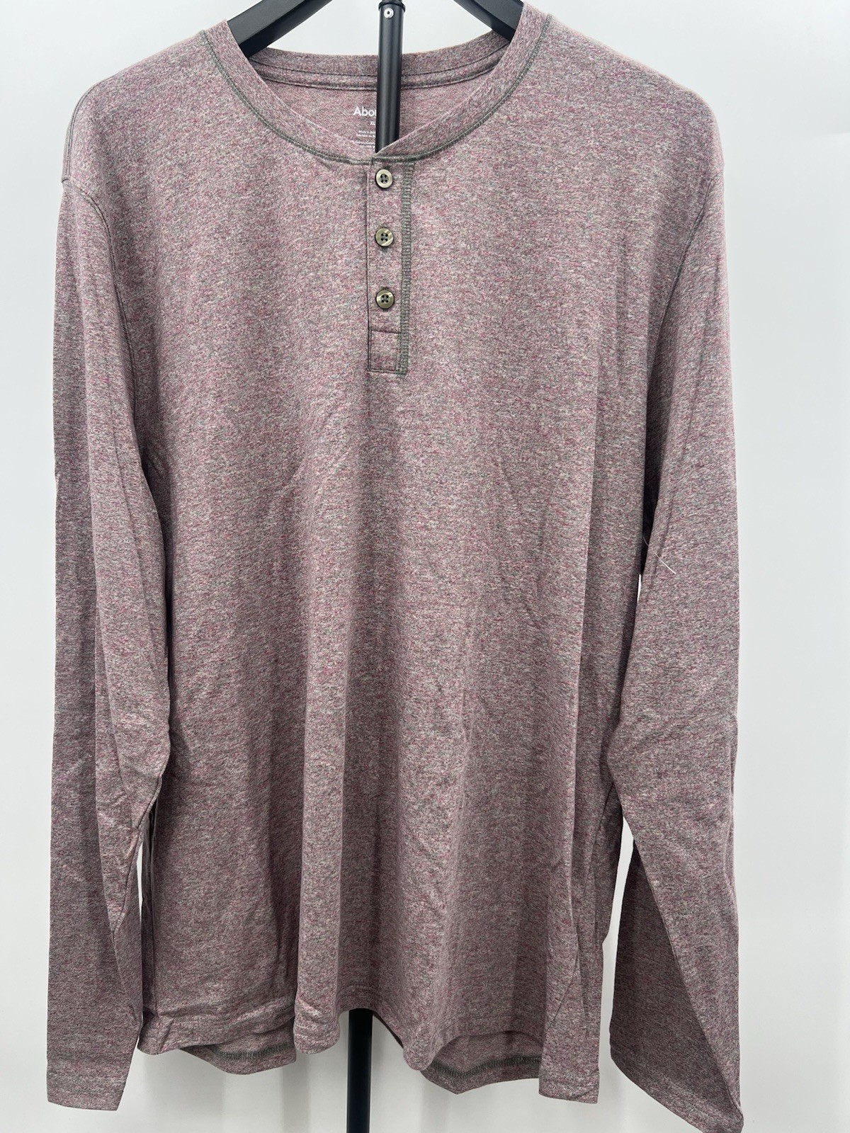 Abound Men\'s Henley Shirt Long Sleeve Heather Maroon Mauve XL