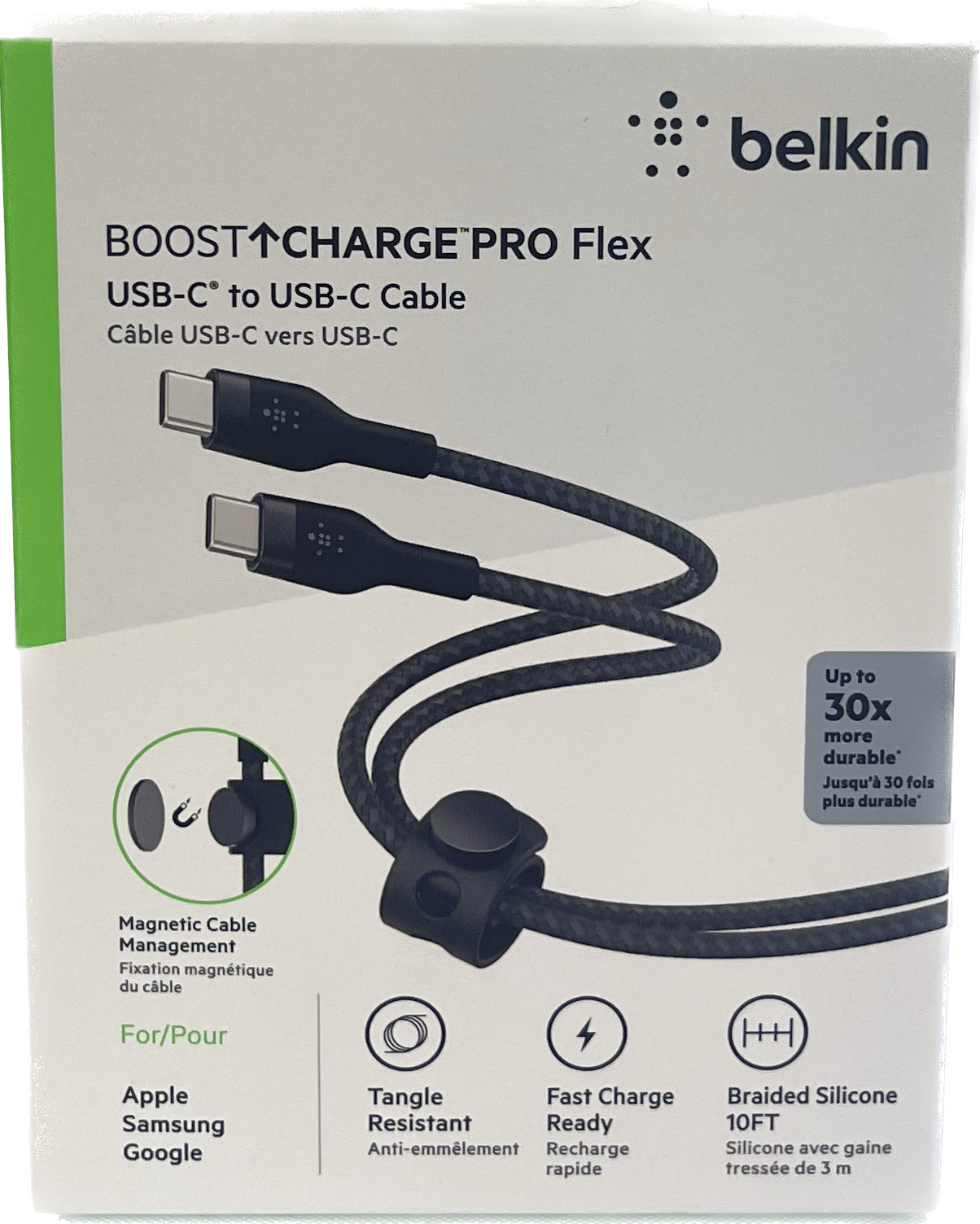 NEW Belkin BoostCharge Pro Flex USB-C Cable W/USB-C Connector Cable + Strap 10FT NEW Belkin BoostCharge Pro Flex USB-C Cable W/USB-C Connector Cable + Strap 10FT