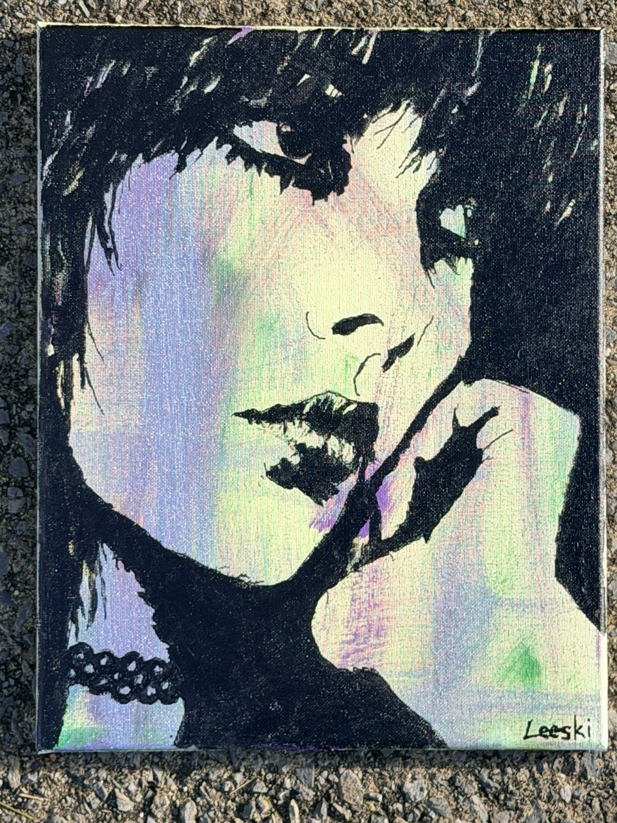 Kori 14x11 Original Acrylic Painting By Leeski Neo impressionist Woman