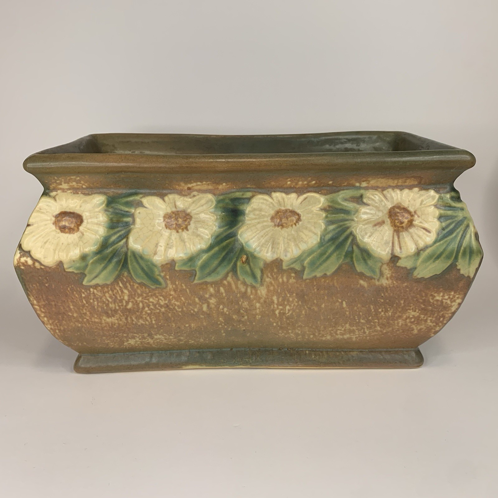 Antique 1922 Roseville Dahlrose Pottery Rectangular Window Box Planter 375-10